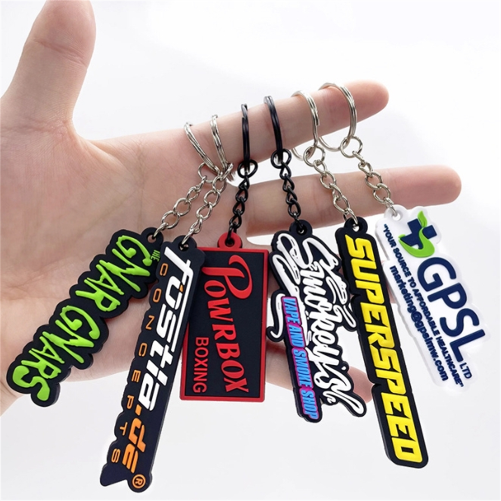 Promotional Custom Logo Injection Molding Double Side 2D 3D Soft PVC Brand Silicone Keyring Rubber Cheapest Keychain