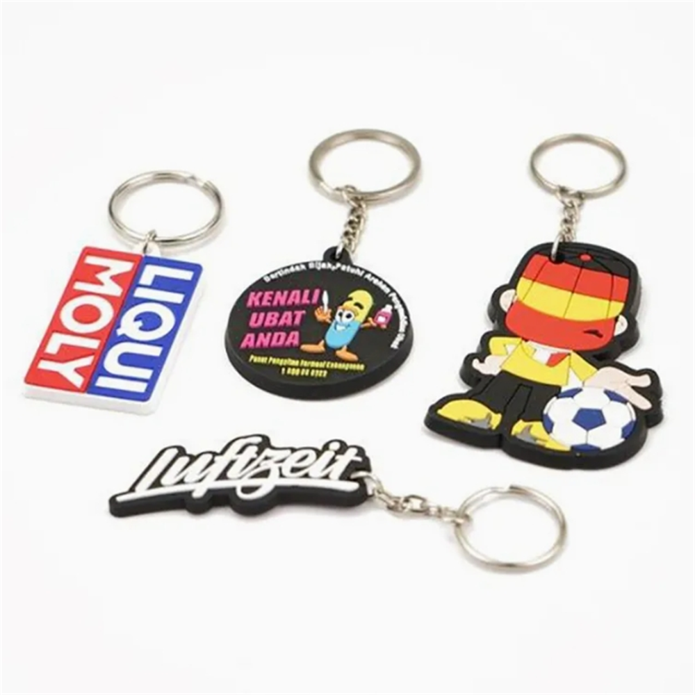Promotional Custom Logo Injection Molding Double Side 2D 3D Soft PVC Brand Silicone Keyring Rubber Cheapest Keychain