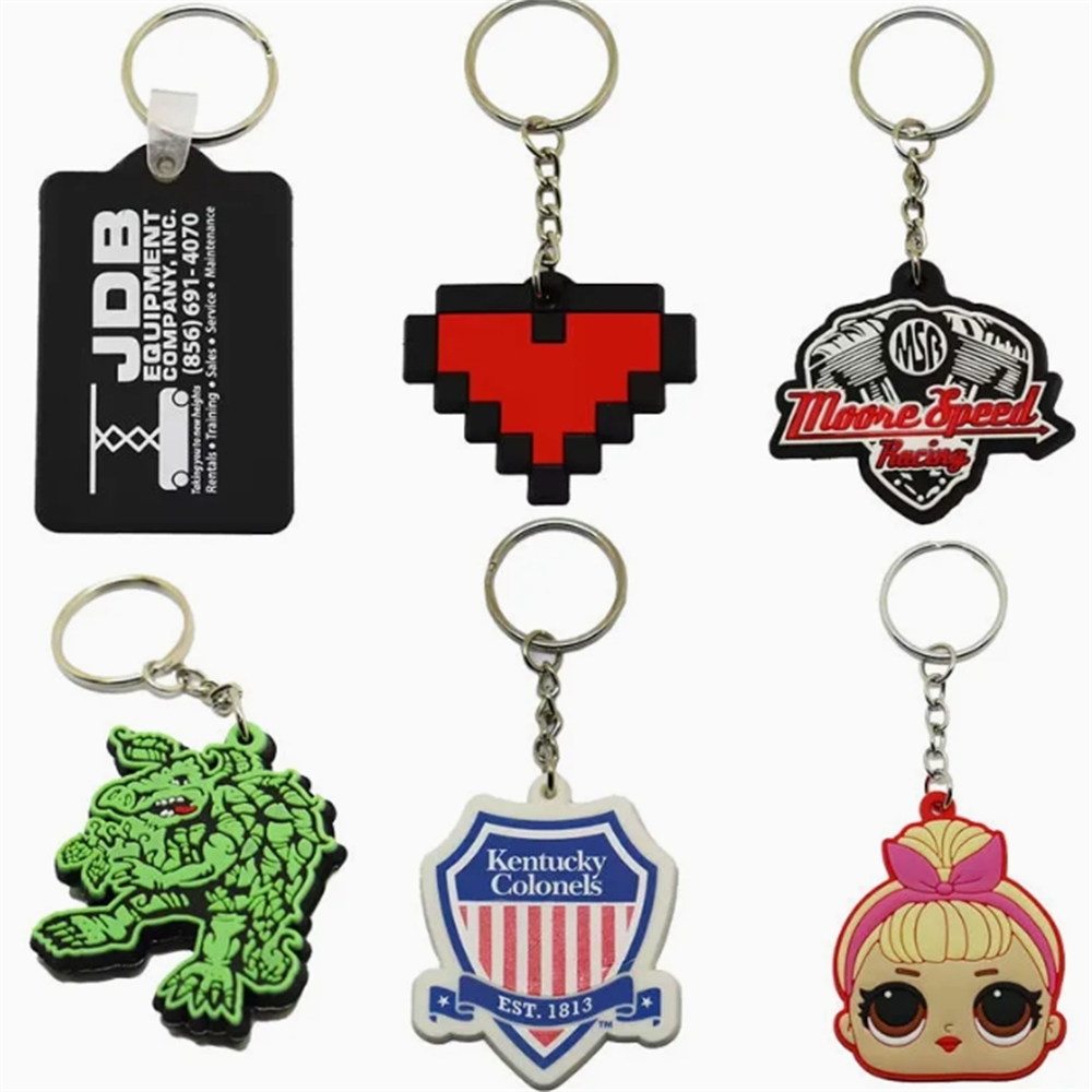 Promotional Custom Logo Injection Molding Double Side 2D 3D Soft PVC Brand Silicone Keyring Rubber Cheapest Keychain