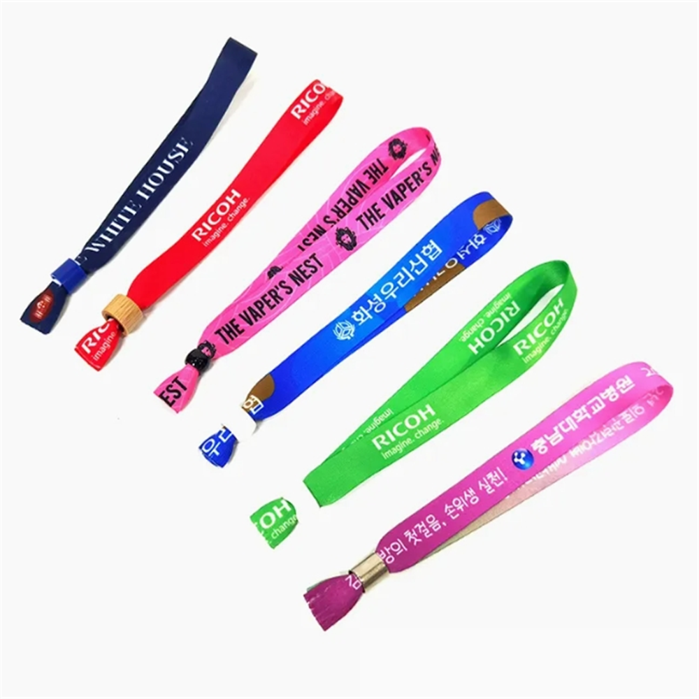 OEM Disposable Bracelet Printing with Ribbon Bracelet Polyester Wrist Strap